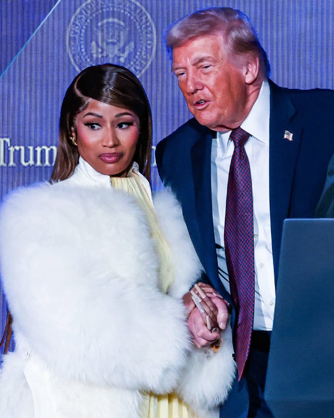 President Donald Trump of United States of America (L) and Rap Superstar Nicki Minaj