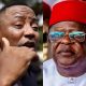 Prominent human rights activist and former presidential candidate, Omoyele Sowore and Minister of Works, Senator Dave Umahi