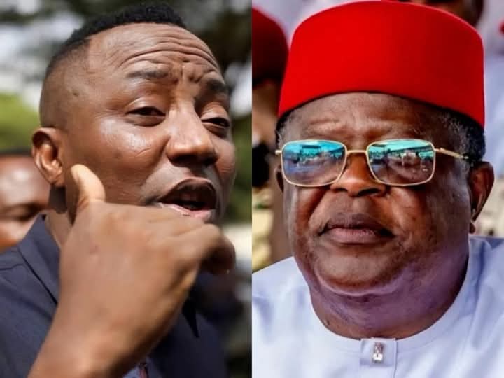 Prominent human rights activist and former presidential candidate, Omoyele Sowore and Minister of Works, Senator Dave Umahi