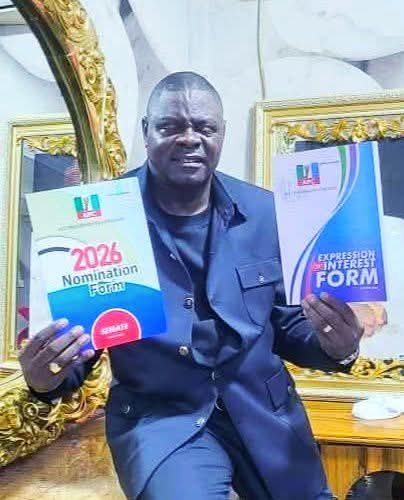 Kogi East APC Senatorial aspirant, Dr. Tim Diche displaying his Expression of Interest and Nomination Forms