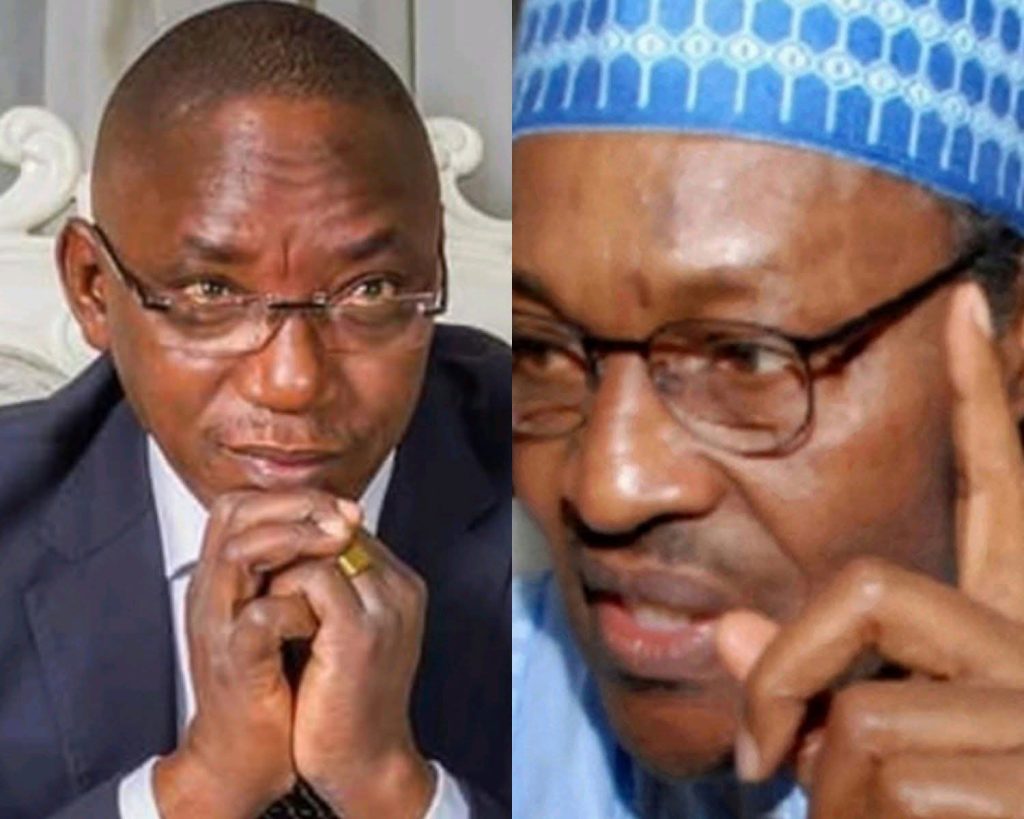 Former Minister of Youth and Sports, Solomon Dalung and late President, Muhammadu Buhari