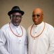 Delta State Governor, Rt. Hon. Sheriff Oborevwori and Renowned businessman and philanthropist, High Chief Dr. Matt Offeh, Eni 1 of Irri Kingdom