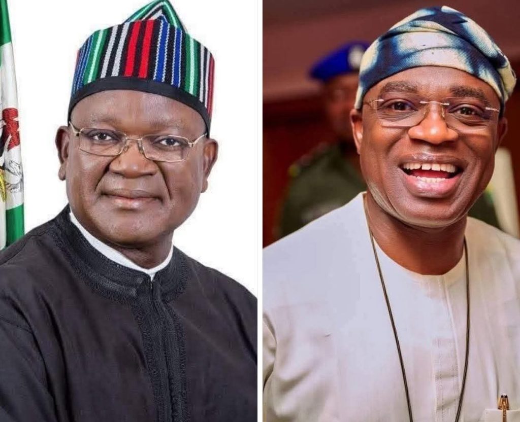Former Benue State Governor, Samuel Ortom Ortom and Benue State Governor, Hyacinth Alia