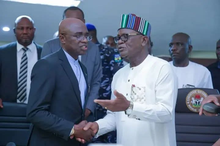Benue State Governor, Rev. Fr. Hyacinth Alia and Former Governor of Benue State, Chief Samuel Ortom
