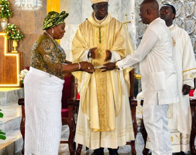 Onyesom, Wife Receive Distinguished Benefactor Award at St. Theresa Catholic Church Dedication