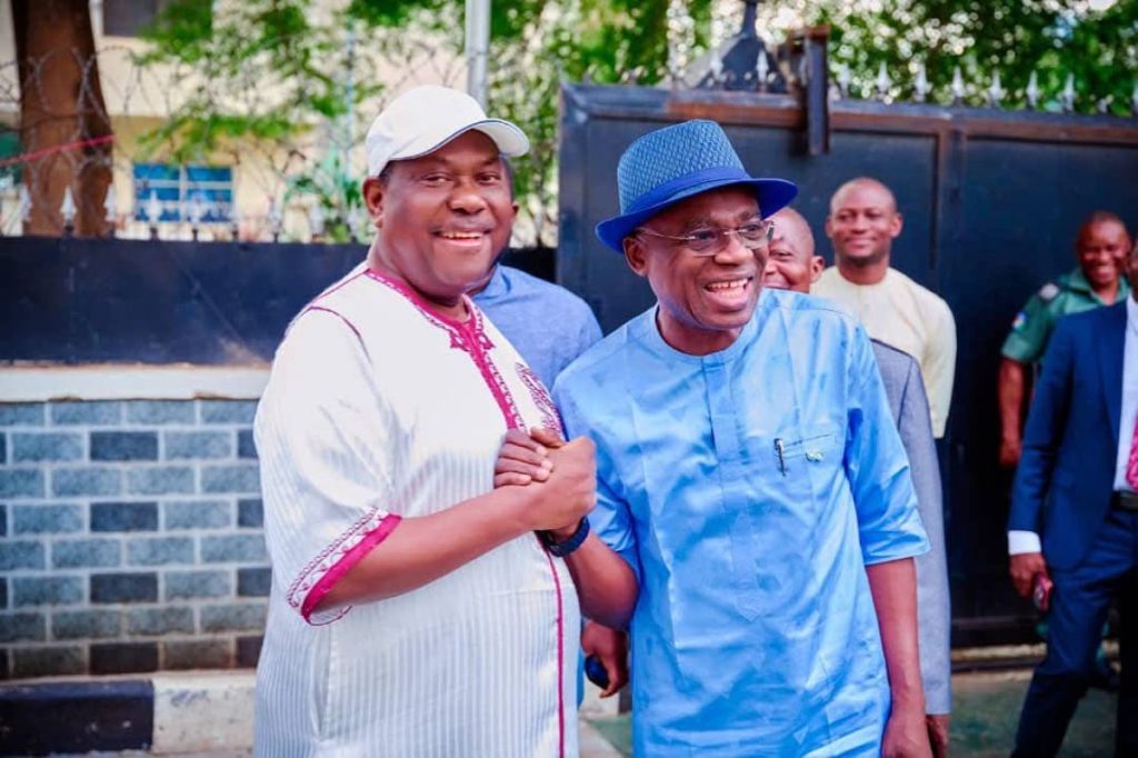 Benue State Governor Hyacinth Alia, SGF George Akume and PDP governorship candidate Chief Michael Aondoakaa as political tensions rise ahead of the 2027 governorship election.