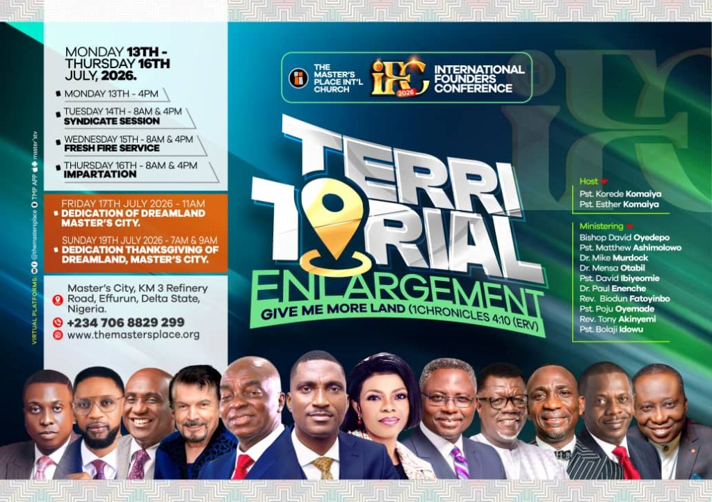The Master's Place to Host International Founders Conference, Dedicate Dreamland in Delta