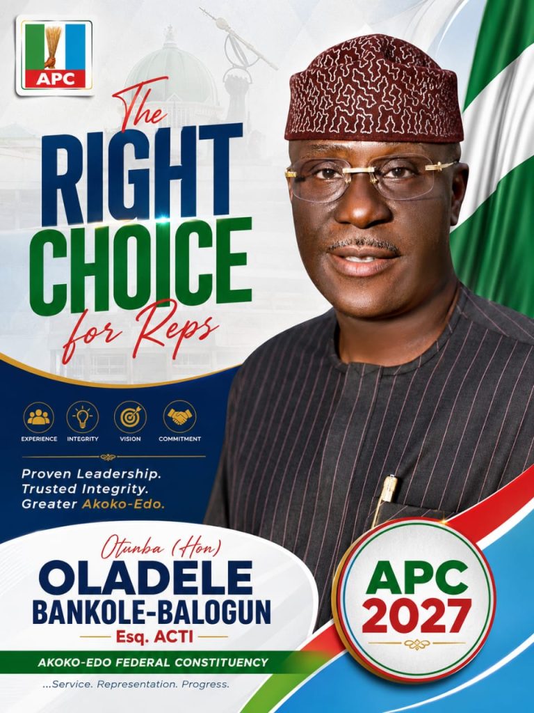 Otunba Oladele Bankole-Balogun interacting with residents during a political engagement in Akoko-Edo Federal Constituency.