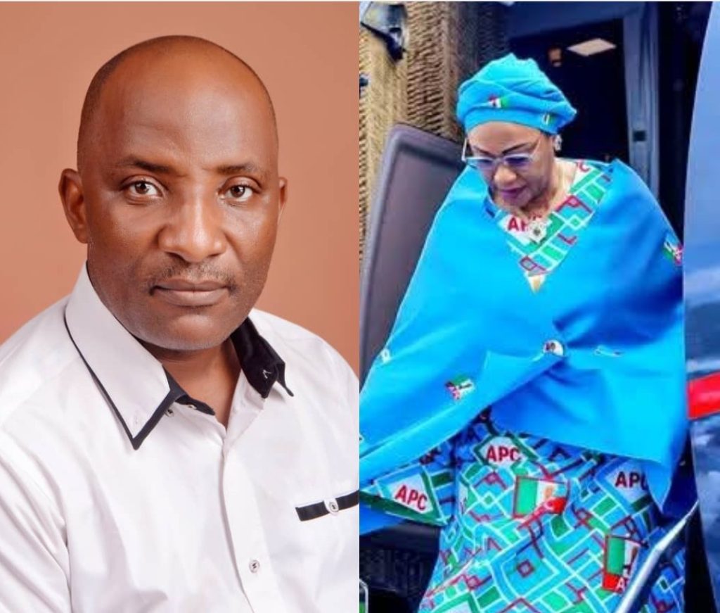 Kogi State Coordinator of the South West Agenda for Asiwaju/North Central Alliance (SWAGA/NCA), Prince Michael Ojotule and Nigeria's First Lady, Senator Oluremi Tinubu