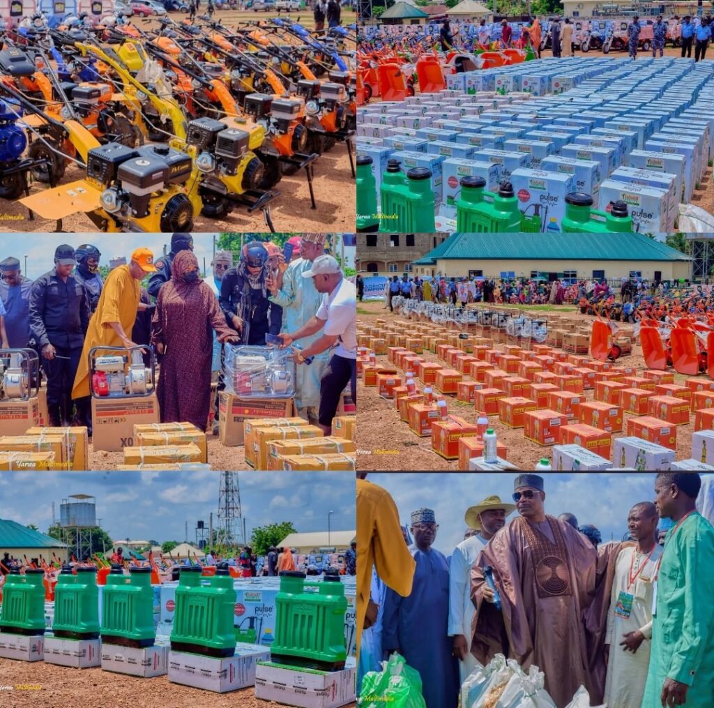 Mohammed Abubakar Adamu at an agricultural input distribution programme in Nasarawa West