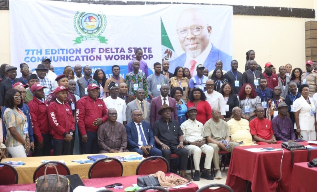 Dr. Wilfred Latimore Oghenesivbe, trainers, government officials and participants at DELCOM 2026 in Asaba.