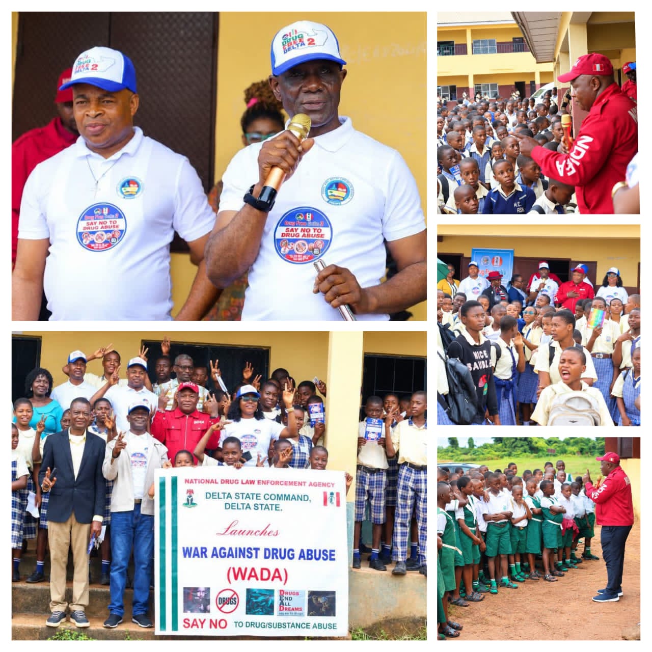Fred Oghenesivbe and NDLEA officials sensitising students during the Drug-Free Delta Campaign