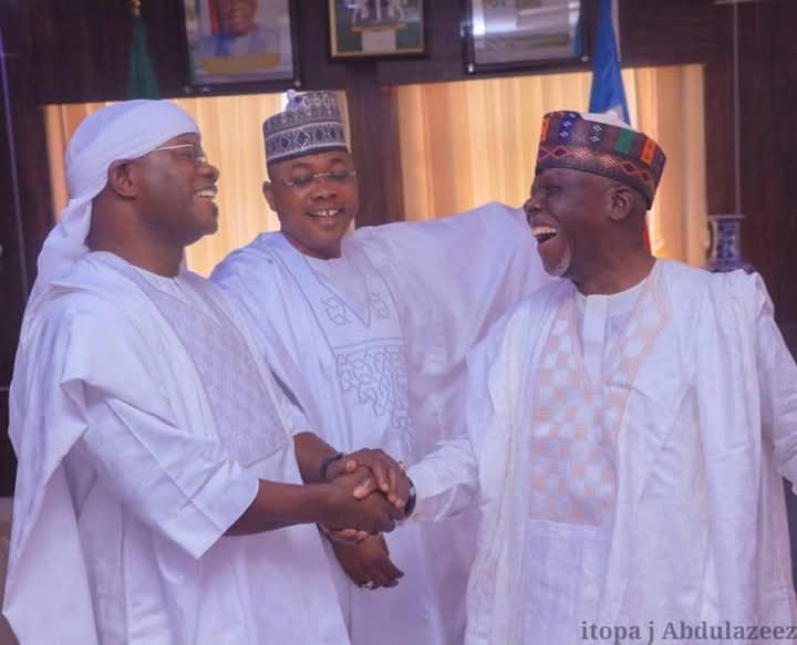 From Left: Former Kogi State Governor, Alhaji Yahaya Adoza Bello, Kogi State Governor, Alhaji Ahmed Usman Ododo and Former Kogi State Governor, Captain Idris Ichala Wada