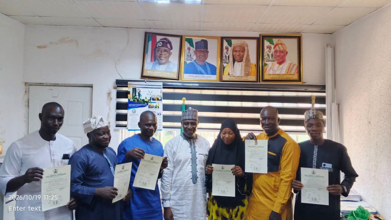 Hon. Mohammed Garba Isimbabi with his beneficiaries of employment opportunities